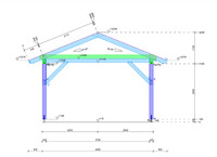 Výkres - sedlová pergola 4x4, zakázková výroba Kasalova pila