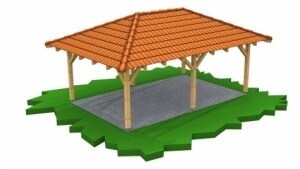 Garážové stání 3,5 x 5,5 m - valbová střecha Garážové stání 3,5 x 5,5 m - valbová střecha