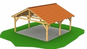 Sedlová střecha pro 2 auta - 5,5x5,5m Sedlová střecha pro 2 auta - 5,5x5,5m