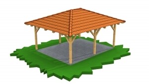 Vizualizace - pergola valbová, 4x5 m, zakázková výroba Kasalova pila